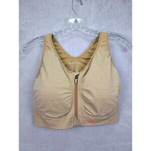 SHEFIT Lounge Bra 3 Luxe Front Zip Honey Wheat Workout Fitness Gym Sports Bra
